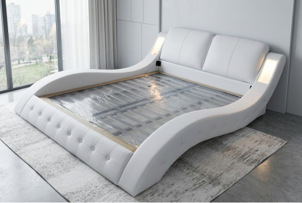 Design luxury bed upholstery marriage hotel modern beds leather 140/160/180/200 LB8824