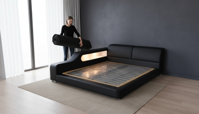Design luxury bed upholstered leather matrimonial modern hotel beds 140/160/180/200