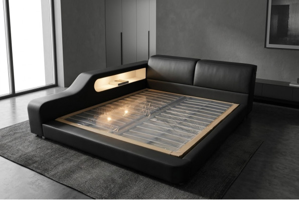 Design luxury bed upholstered leather matrimonial modern hotel beds 140/160/180/200