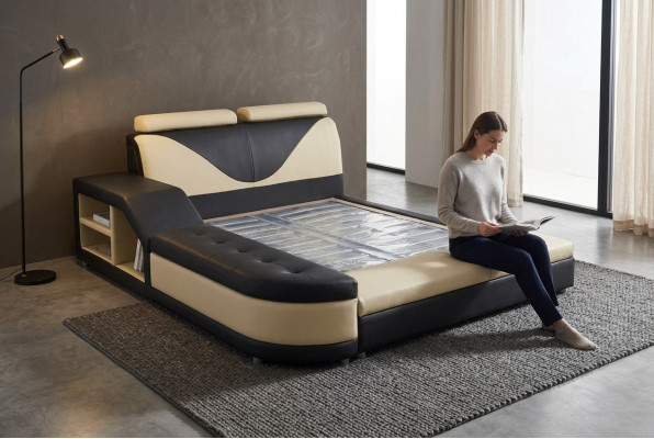 Design Luxury Bed Upholstery Matrimonial Hotel Modern Beds Leather 140/160/180/200 cm
