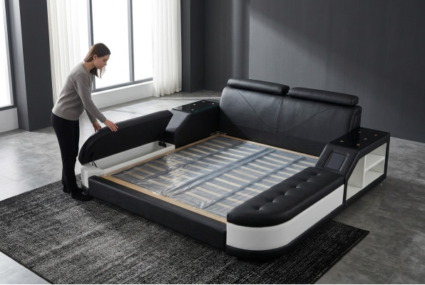Design luxury bed leather upholstery marriage modern hotel beds 140/160/180/200