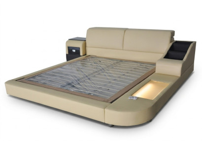 Exclusive multifunction double beds hotel marriage upholstered leather design bed luxury new