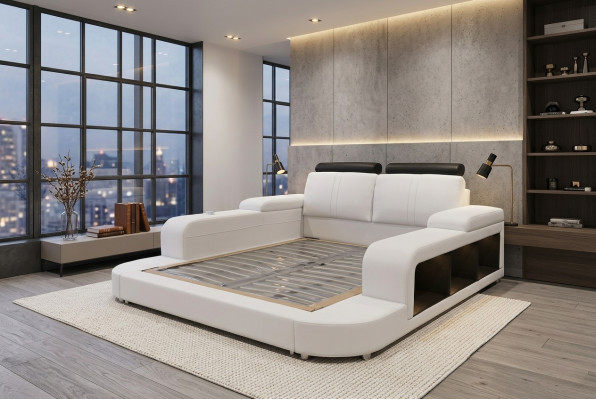 Luxury Leather Design Upholstered Beds Modern Double 140/160/180/200 Bed