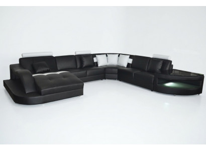 Leather Sofas Living Landscape Corner Suite Design Modern Sofa U-Shape + Table