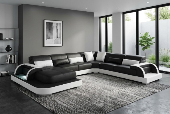 Leather Sofa Couch Lounge Corner Set Design Modern Sofas U-Shape Couches