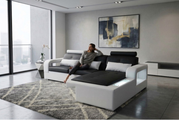 Leather sofa couch living landscape corner suite design modern sofa decor L-shape