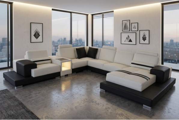 Leather sofa couch sectional corner set design decorative modern sofa