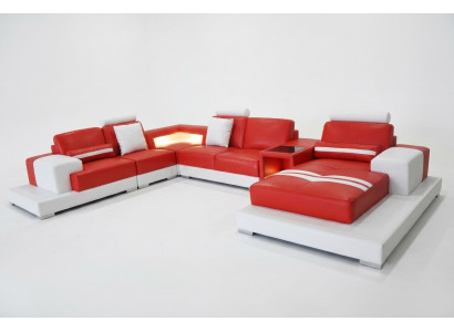 Leather sofa couch living landscape corner set decorative design modern sofa