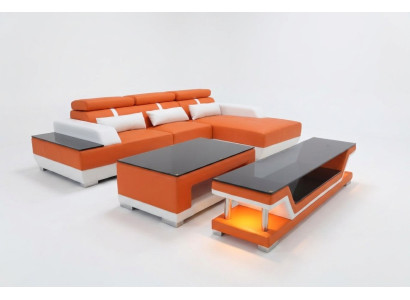 Leather sofa living area corner set design modern sofa L-shape chaise