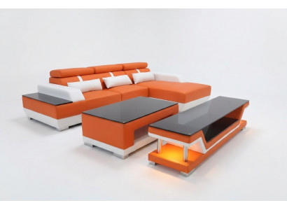 Leather sofa living area corner set design modern sofa L-shape chaise