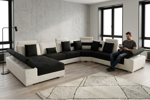 Leather sofa couch living landscape corner set design modern sofa U-shape K5014 new