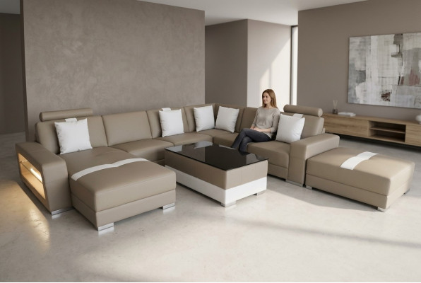 Leather sofa decorative couch landscape corner suite design modern sofa