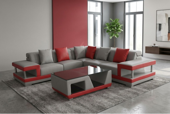 Leather sofa couch living landscape corner set decor design modern sofa L-shape