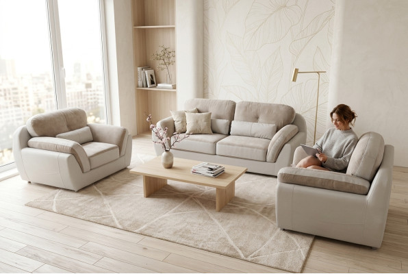 Leather Textile Sofa Upholstery Seat Set Design Sofa Suite 3+1+1 Armchair
