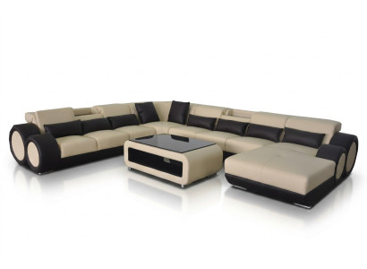 Leather sofa living landscape suite design modern corner sofa U-shape chaise G8035