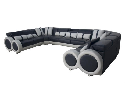 Leather sofa couch upholstery corner set design modern corner U-shape living landscape