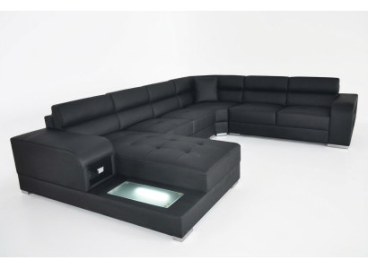 Leather sofa couch living landscape suite design modern corner sofa U-shape G8029