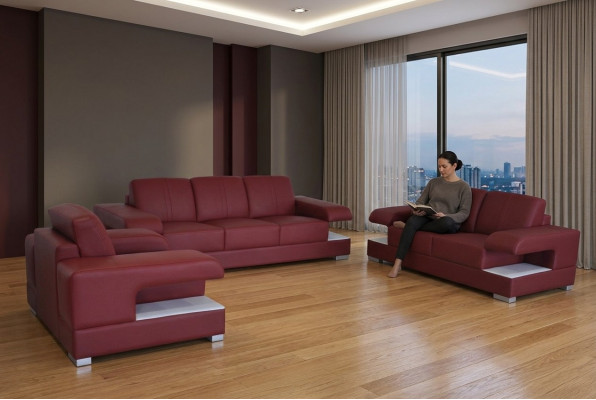 Leather sofa Couch Living landscape Suite Design Modern Sofa set 3+2+1 G8028D