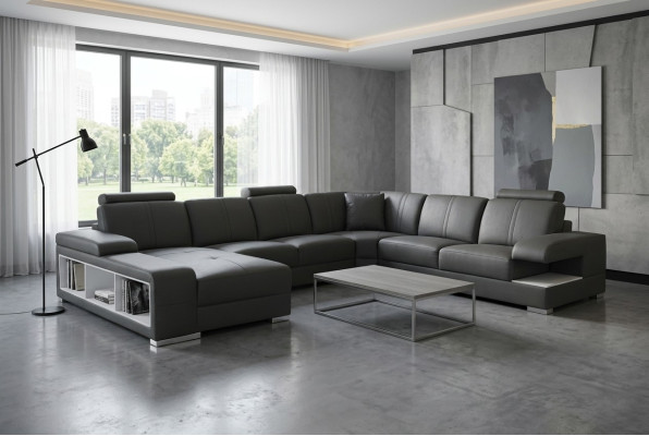 Leather Sofa Couch Living Room Set Design Modern Corner Sofa U-Shape New G8028