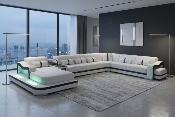 Leather couch upholstery seat living landscape design modern corner set sofa U-shape