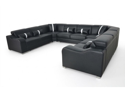 Leather couch upholstery seat design modern corner set sofa U-shape living landscape
