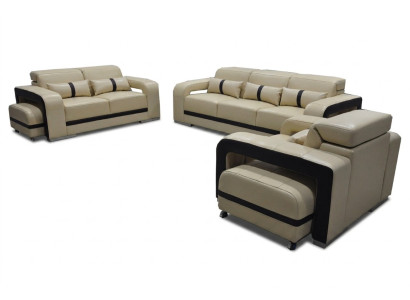 Sofa Leather Couch Upholstery Suite 3+2+1 Seat Complete Set Design New