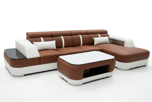 Leather couch upholstery seat design modern corner suite sofa living landscape + table