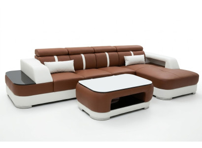 Leather couch upholstery seat design modern corner suite sofa living landscape + table