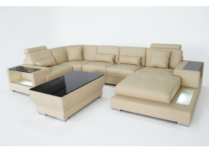 Leather Sofa Couch Upholstery Corner Designer Suite Living Landscape Suites Corner New