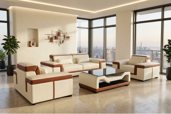 Sofa Upholstery Leather Couch Seat Complete Set Modern Suite 3+2+1 Living Landscape