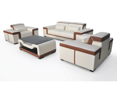 Sofa Upholstery Leather Couch Seat Complete Set Modern Suite 3+2+1 Living Landscape