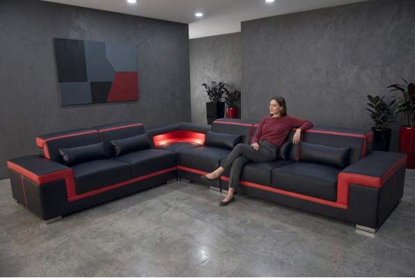 XXL Couch Corner Leather Sofa Living Landscape Set Design Modern Sofa L-Shape G8020B