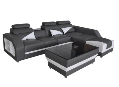 Leather corner sofa couch upholstered couches sofas living landscape luxury suite + table