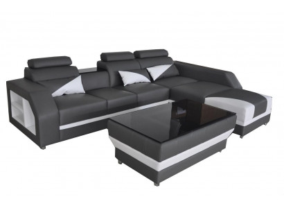 Leather corner sofa couch upholstered couches sofas living landscape luxury suite + table
