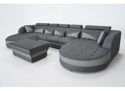 Leather Sofa Modern Couch Upholstered Design Living Landscape + Table