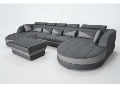 Leather Sofa Modern Couch Upholstered Design Living Landscape + Table