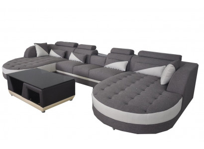 Leather Sofa Modern Couch Upholstered Living Area + Table Sofas Corner Seat Design