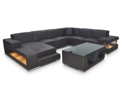 Leather sofa corner living landscape suite design modern corner sofa U-shape G8017