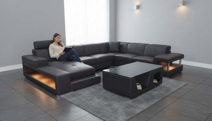 Sofa set upholstery seating set corner sofa coffee table leather sofas new G8017