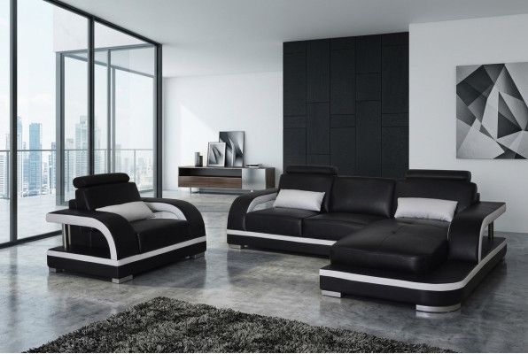 Corner sofa cushions couch seating corner leather suite armchair L shape living landscape new