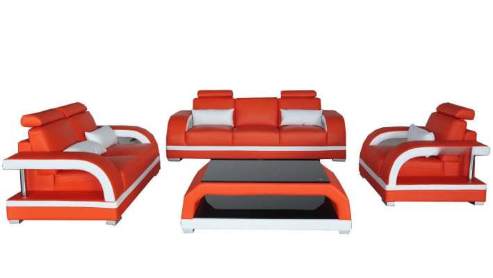 Sofa Couch Leather Upholstery Seat Couch Set 3+2+1 Table Set Design Sofas