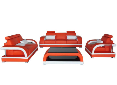 Sofa Couch Leather Upholstery Seat Couch Set 3+2+1 Table Set Design Sofas