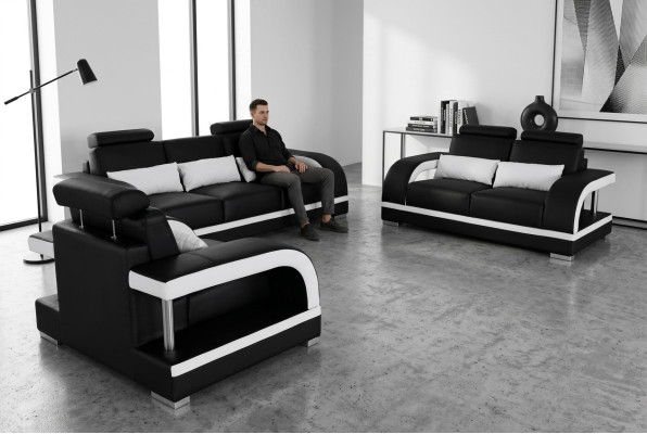 3+2+1 Suite Leather Sofa Couch Couches Sofas Living Landscape Luxury