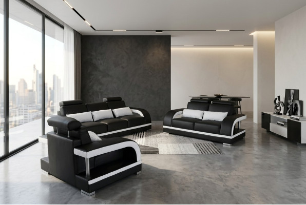 3+2+1 Suite Leather Sofa Couch Couches Sofas Living Landscape Luxury