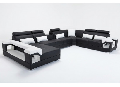 Corner sofa with ergonomic backrest and functional armrests