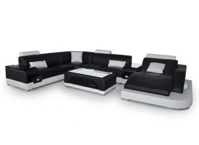 Leather Sofa Modern Seating Couch Design Upholstered Corner Sofas Living Landscape + Table