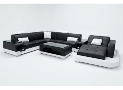 Leather Corner Sofa Corner Living Landscape Suite Design Modern Couch Sofas U-Shaped G8009