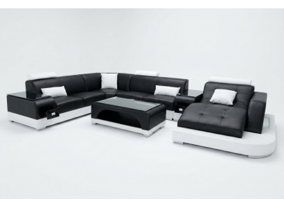 Leather Corner Sofa Corner Living Landscape Suite Design Modern Couch Sofas U-Shaped G8009