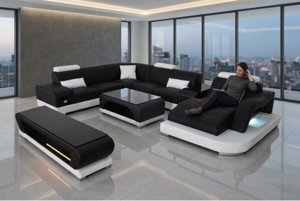 Sofa couch upholstery seating corner modern couches U-shape living landscape set new