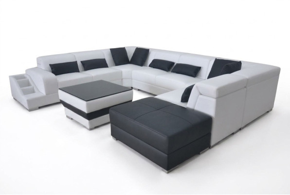 Leather Corner Sofa Set Design Modern U-Shape Couch G8008 Sofas
